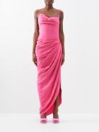 Jacquemus - Saudade Ruched Twill Midi Dress - Womens - Mid Pink