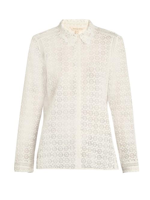 Rebecca Taylor Point-collar Floral-lace Blouse