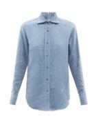 Loewe - Linen-blend Chambray Shirt - Womens - Light Denim