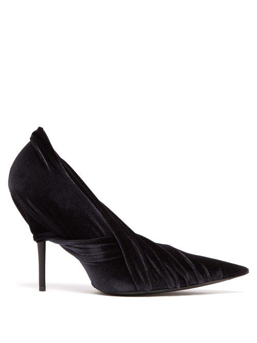 Matchesfashion.com Balenciaga - Drape Velvet Wrap Pumps - Womens - Black