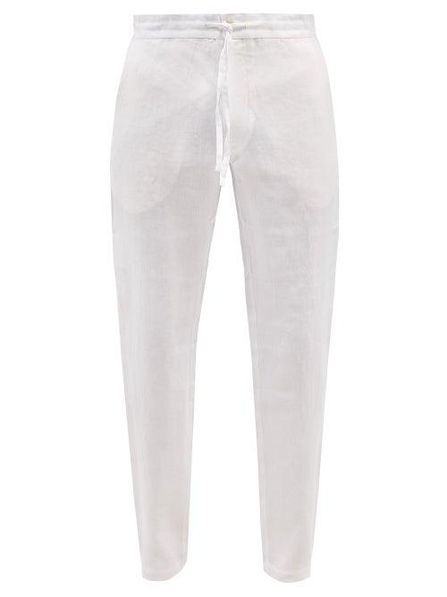 120 Lino 120% Lino - Drawstring-waist Linen Trousers - Mens - White