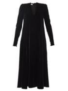 Matchesfashion.com Fil De Vie - Virginia Plunge-neck Velvet Midi Dress - Womens - Black