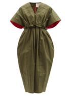 Roksanda - Tulipa V-neck Cotton Midi Dress - Womens - Khaki