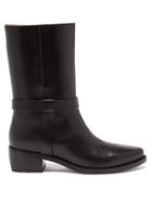 Matchesfashion.com Legres - Strap-embellished Leather Biker Boots - Womens - Black