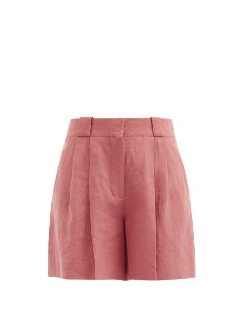 Matchesfashion.com Blaz Milano - Midday Sun Cassis Pleated Linen Shorts - Womens - Pink