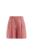 Matchesfashion.com Blaz Milano - Midday Sun Cassis Pleated Linen Shorts - Womens - Pink