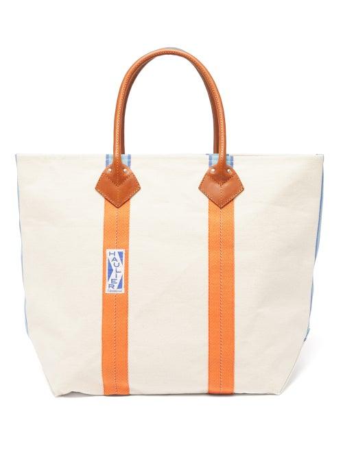 Haulier - Utility Medium Striped Canvas Tote Bag - Womens - Cream