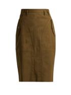 Matchesfashion.com Altuzarra - Winterland Panelled Cotton Skirt - Womens - Dark Green