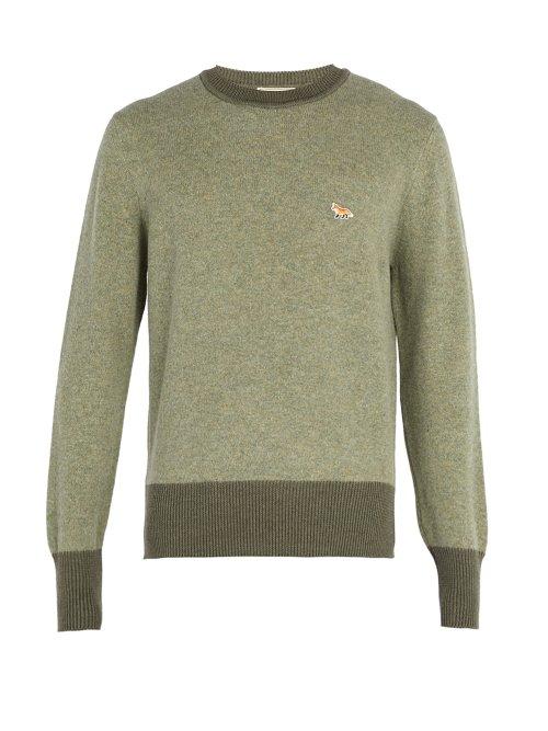 Matchesfashion.com Maison Kitsun - Crew Neck Lambswool Sweater - Mens - Green