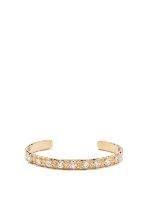 Octavia Elizabeth - Sanded Diamond & 18kt Gold Cuff - Womens - Yellow Gold