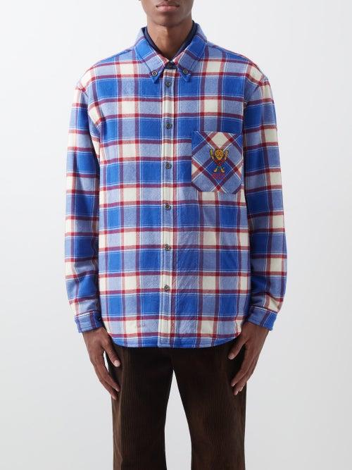 Gucci - X Pablo Delcielo Check Wool-flannel Shirt - Mens - Blue Multi