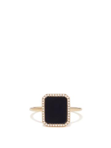 Persee - Octagon Diamond, Agate & 18kt Gold Ring - Womens - Yellow Gold
