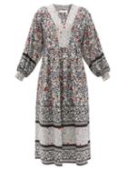 Matchesfashion.com See By Chlo - Janis Floral-print Poplin Midi Dress - Womens - White Multi