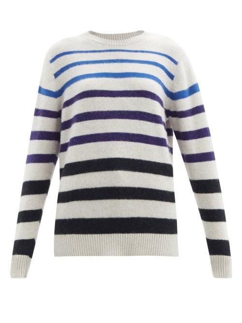 Matchesfashion.com The Elder Statesman - Gradient-stripe Cashmere Sweater - Womens - Blue White