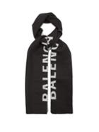 Matchesfashion.com Balenciaga - Logo Jacquard Wool Twill Scarf - Mens - Black