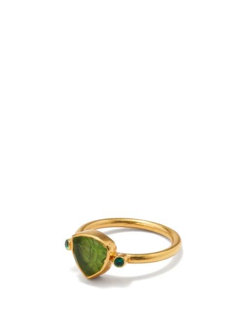 Katerina Makriyianni - Dioptase & 24kt Gold-vermeil Ring - Womens - Green Gold