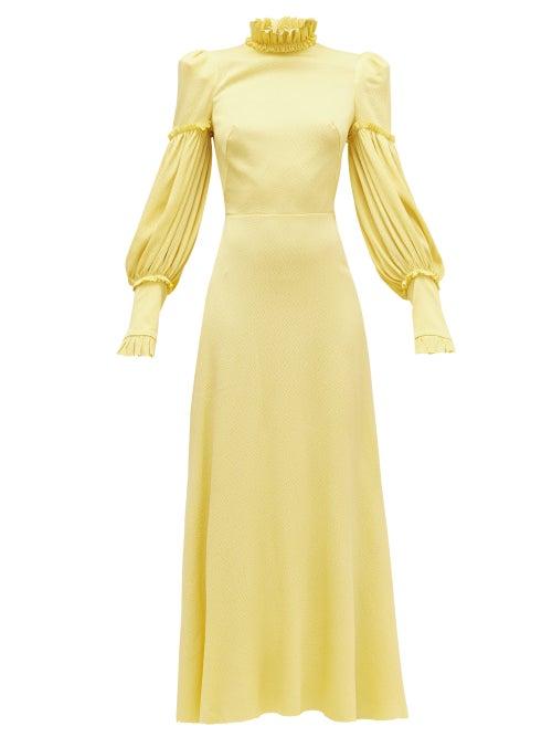 Matchesfashion.com The Vampire's Wife - The Dahlia Hammered Silk-blend Dress - Womens - Yellow
