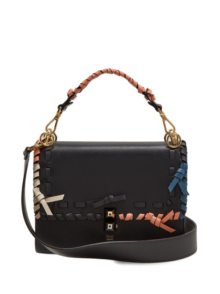 Fendi Kan I Whipstitched Leather Cross-body Bag
