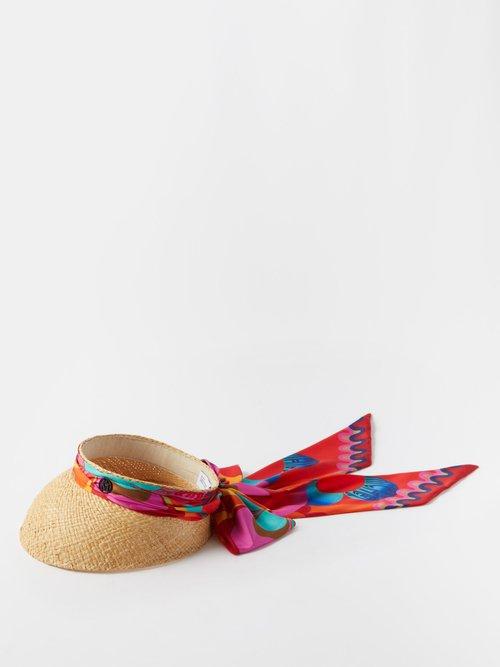 Maison Michel - Patty Scarf-tie Straw Visor - Womens - Multi