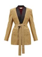Matchesfashion.com Sara Battaglia - Lurex Single Breasted Tie Waist Jacket - Womens - Gold