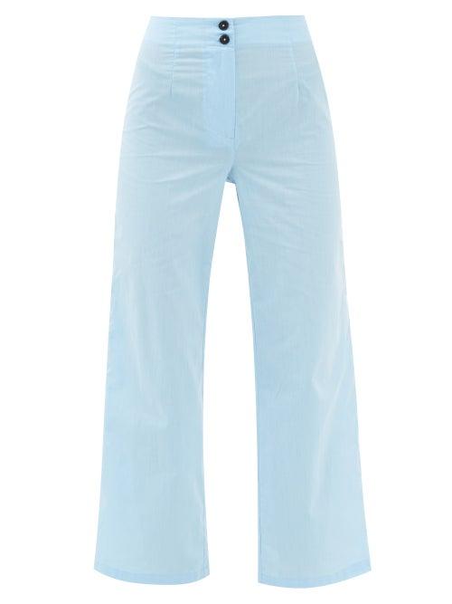 Loup Charmant - Faja High-rise Organic-cotton Wide-leg Trousers - Womens - Light Blue