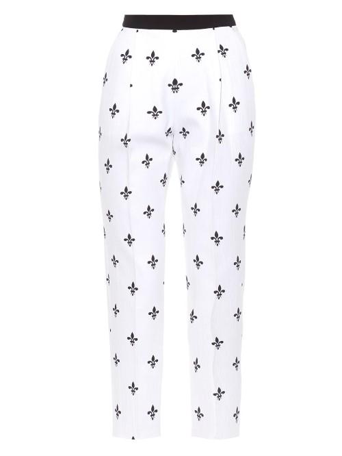 Caterina Gatta Printed Cotton-piqu Trousers