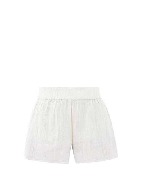 Matchesfashion.com Anaak - Aria Buttoned-side Dip-dyed Cotton Shorts - Womens - White Multi