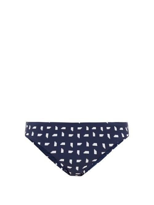 Matchesfashion.com Self-portrait - Low-rise Mini Sail-print Bikini Briefs - Womens - Navy White