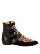 Isabel Marant Rowi Calf-hair, Leather And Suede Ankle Boots