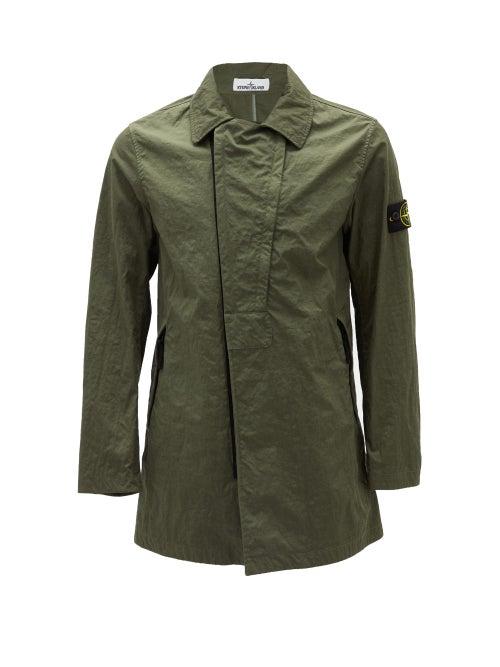 Matchesfashion.com Stone Island - Logo-patch Twill Raincoat - Mens - Green