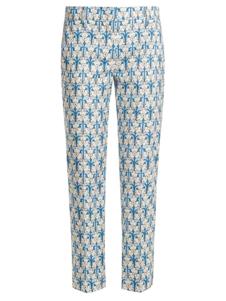 Prada Iris Stem-printed Cotton-poplin Trousers