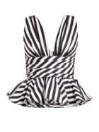 Matchesfashion.com Caroline Constas - Paros Striped Cotton Top - Womens - Black White