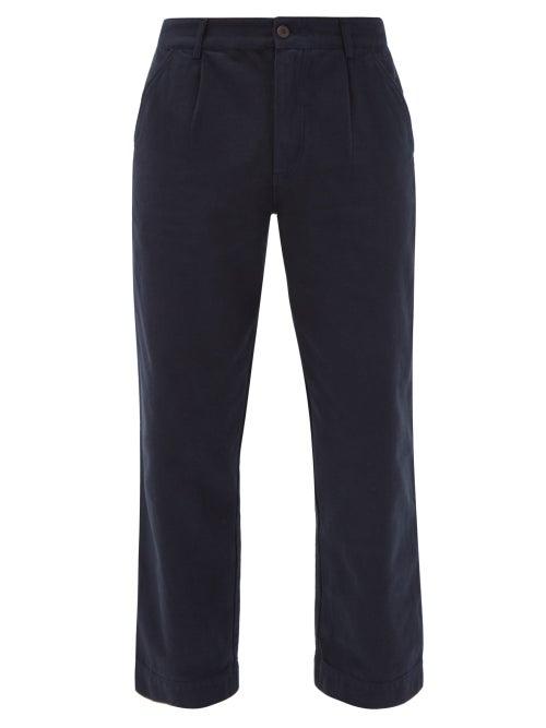 Matchesfashion.com Folk - Plinth Garment-dyed Cotton-twill Trousers - Mens - Navy