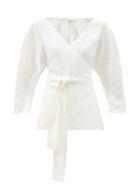 Ladies Rtw Mara Hoffman - Emiliana Belted Hemp Wrap Top - Womens - White