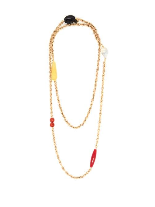 Matchesfashion.com Carolina Herrera - Beaded Double Layer Chain Necklace - Womens - Gold