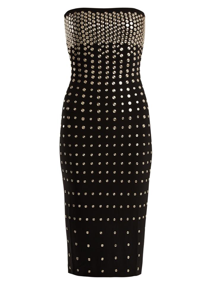 Norma Kamali Stud-embellished Strapless Jersey Dress