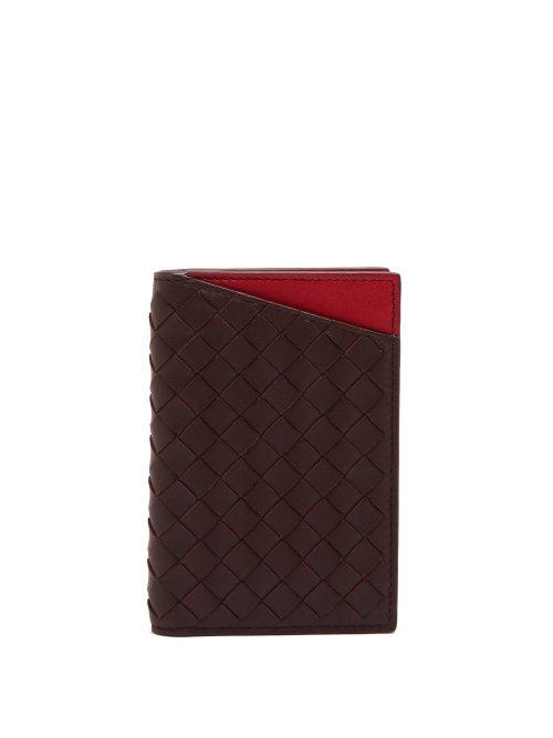 Matchesfashion.com Bottega Veneta - Intrecciato Bi Fold Leather Cardholder - Mens - Brown Multi