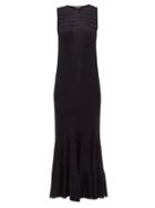 Matchesfashion.com Maison Rabih Kayrouz - Smocked Knitted Maxi Dress - Womens - Navy