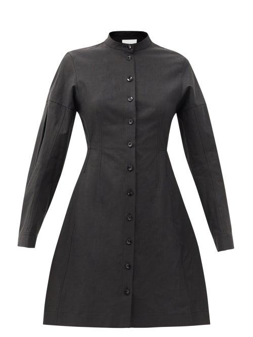 Matchesfashion.com Jil Sander - Long-sleeve Flared Linen Dress - Womens - Black