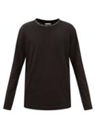 Moncler - Logo-print Cotton-jersey Long-sleeved T-shirt - Mens - Black