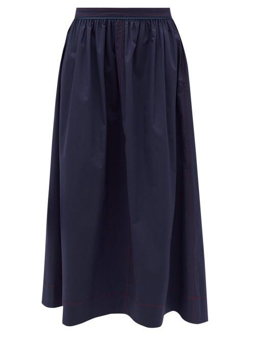 Matchesfashion.com Sies Marjan - Laya Cotton-blend Poplin Skirt - Womens - Dark Navy