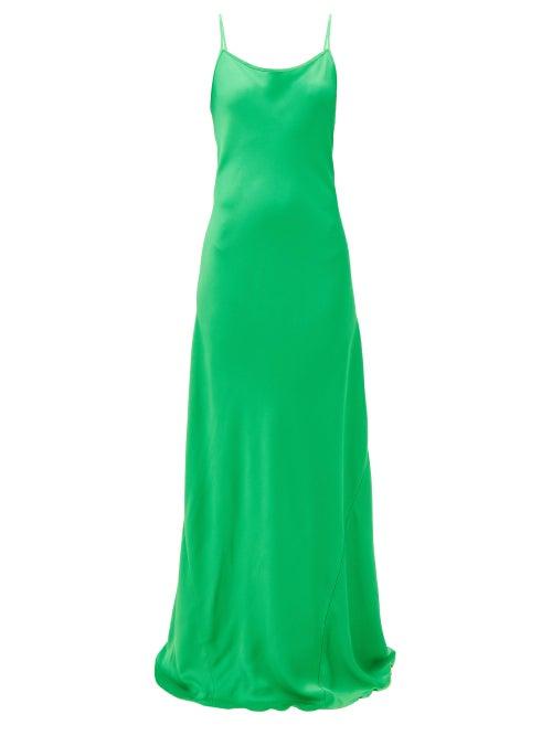 Victoria Beckham - Backless Satin Maxi Dress - Womens - Green