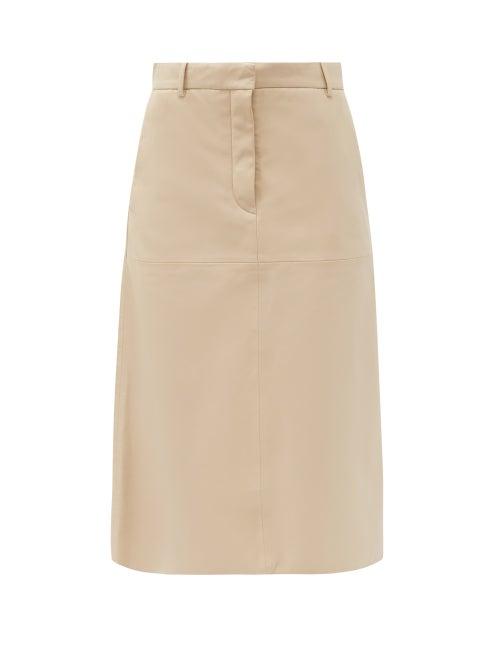 Matchesfashion.com Joseph - Salva High-rise Leather Skirt - Womens - Cream