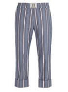 Matchesfashion.com Connolly - Striped Cotton Blend Trousers - Mens - Blue