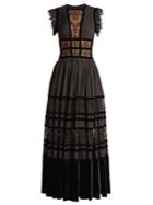 Elie Saab Lace-insert Pleated-georgette Gown