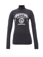 Raf Simons - Sreapers-print Modal-blend Jersey Long-sleeved Top - Womens - Dark Navy