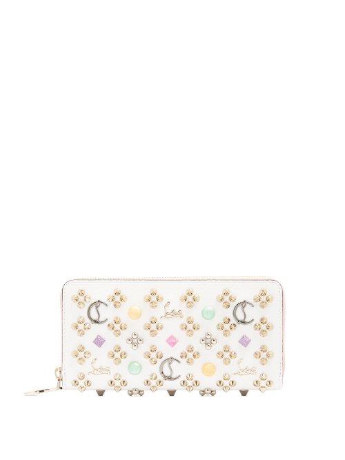 Matchesfashion.com Christian Louboutin - Panettone Embellished Zip Around Leather Wallet - Womens - White Multi