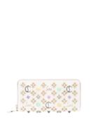 Matchesfashion.com Christian Louboutin - Panettone Embellished Zip Around Leather Wallet - Womens - White Multi