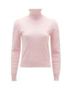 Matchesfashion.com Symonds Pearmain - Ruffled-neck Pointelle-knitted Cotton Sweater - Womens - Pink