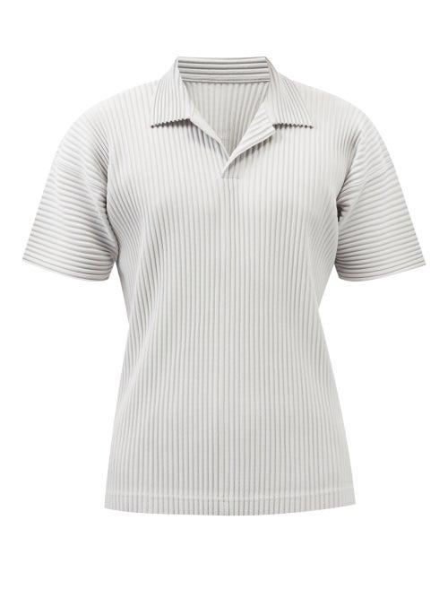 Homme Pliss Issey Miyake - Technical-pleated Polo Shirt - Mens - Grey